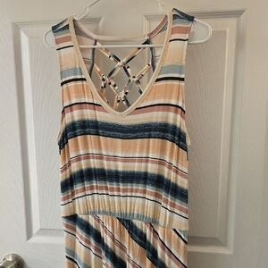 Maurices Striped Maxi Dress in Cream, Blue, Pink and Black